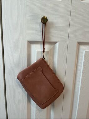 Blush Leather Wristlet Clutch